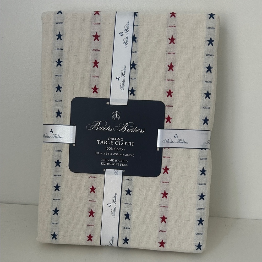4th of July Brooks Brothers 60 x 84 Oblong Tablecloth with Red & Blue Stars